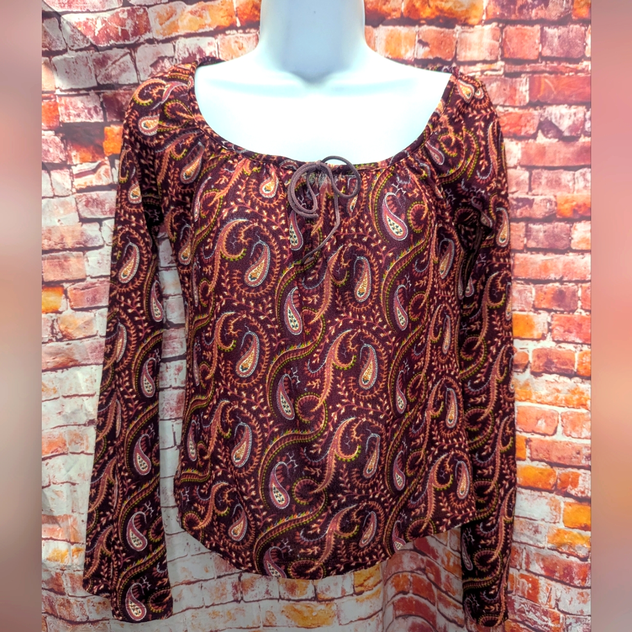 Vintage Sheer Luxury Brand Just Cavalli Burgundy Paisley Long